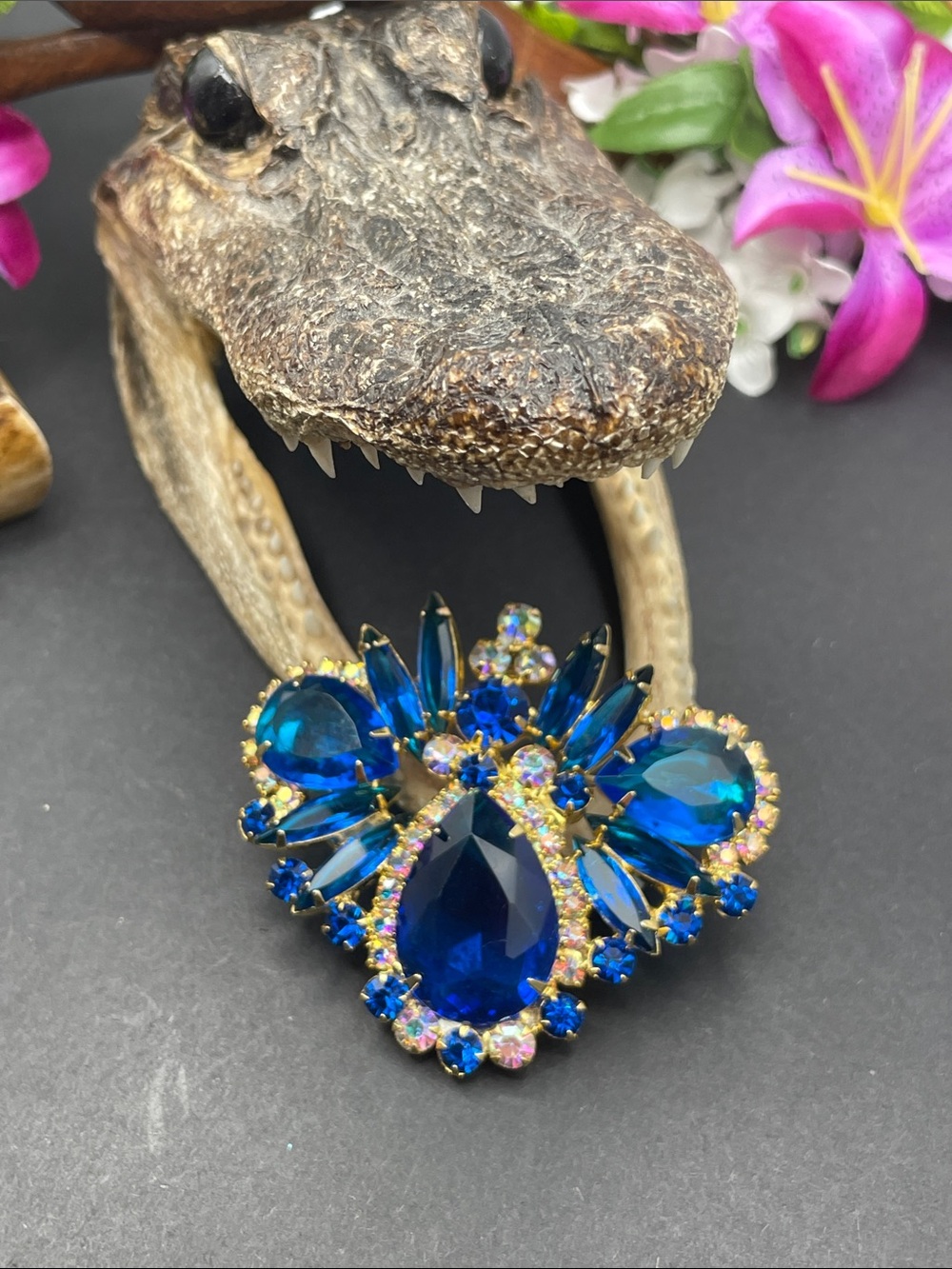 Juliana altered shades of blue statement brooch vintage verified